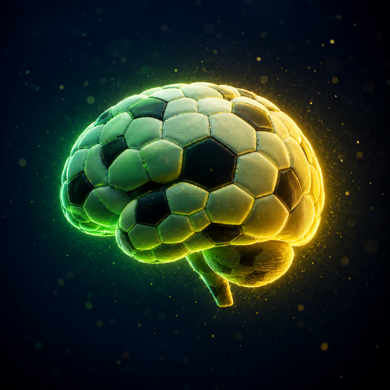 A brain made of football panels